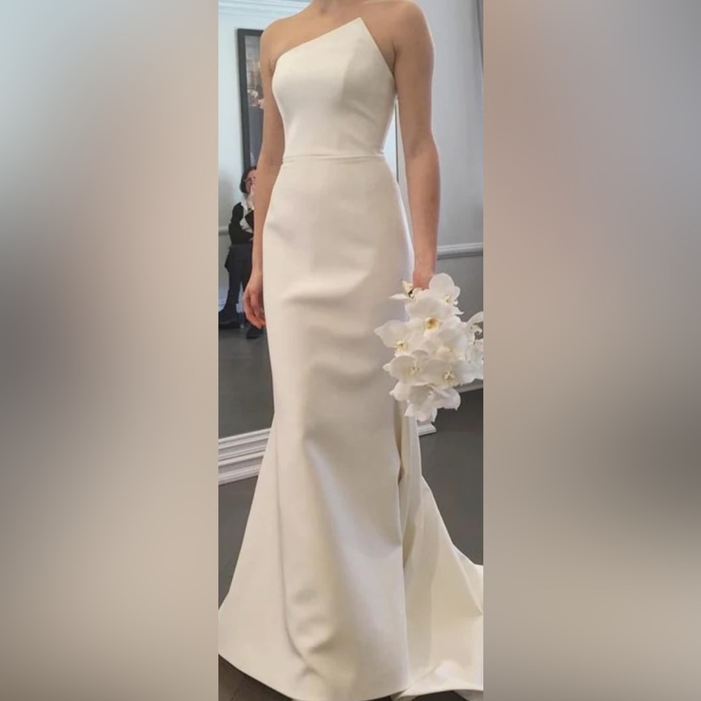 Ramona Keveza Asymmetrical Bridal Gown in Ivory